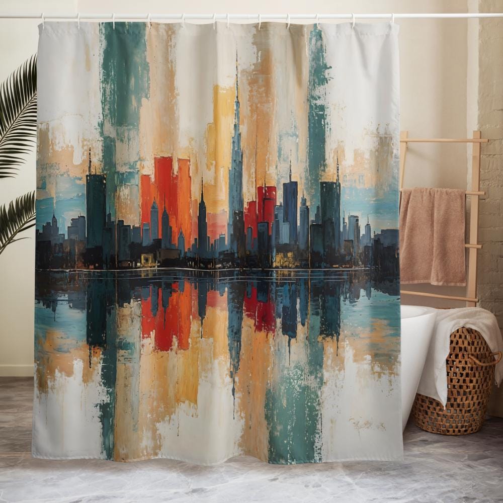 Dubai Shower Curtain – Glamorous Pop Art for Chic Interiors